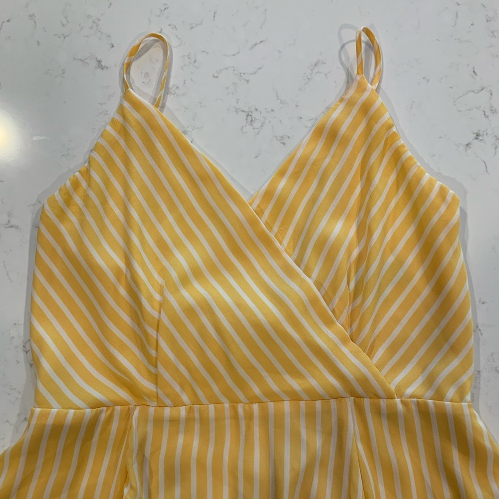 Lulu’s Jayla Yellow Striped Tie-Back Skater Dress, Size M - Picture 5 of 10